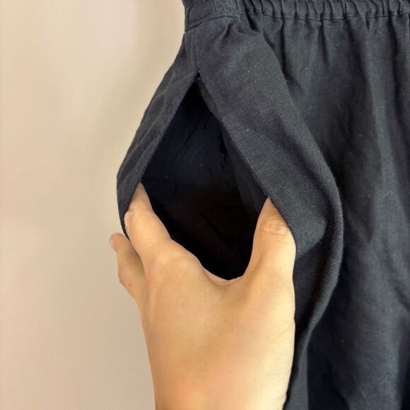 Anthropologie Black 100% Linen Wide Leg Pull On Pants Size Medium - Picture 9 of 11